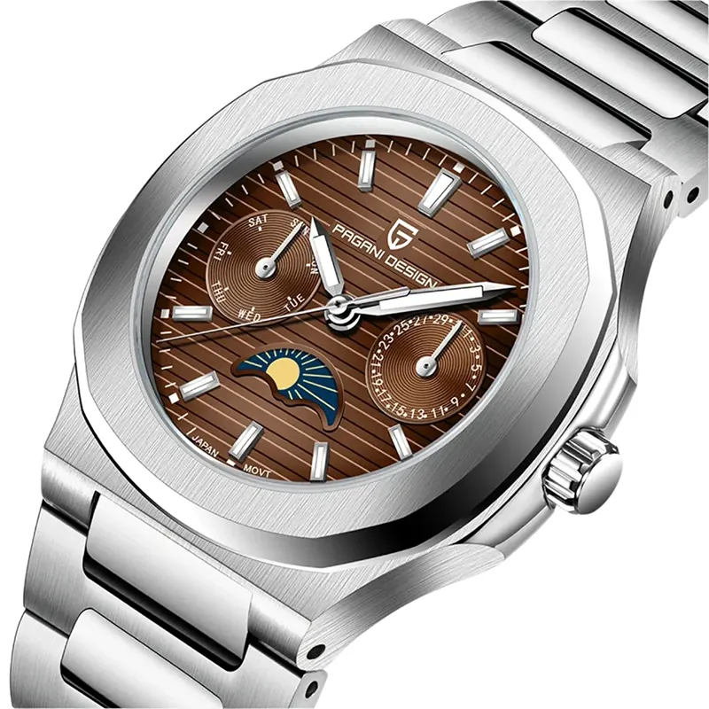 Pagani Design Nautilus Moon Phase Brown Dial Ladies Watch- PD-1786-copy